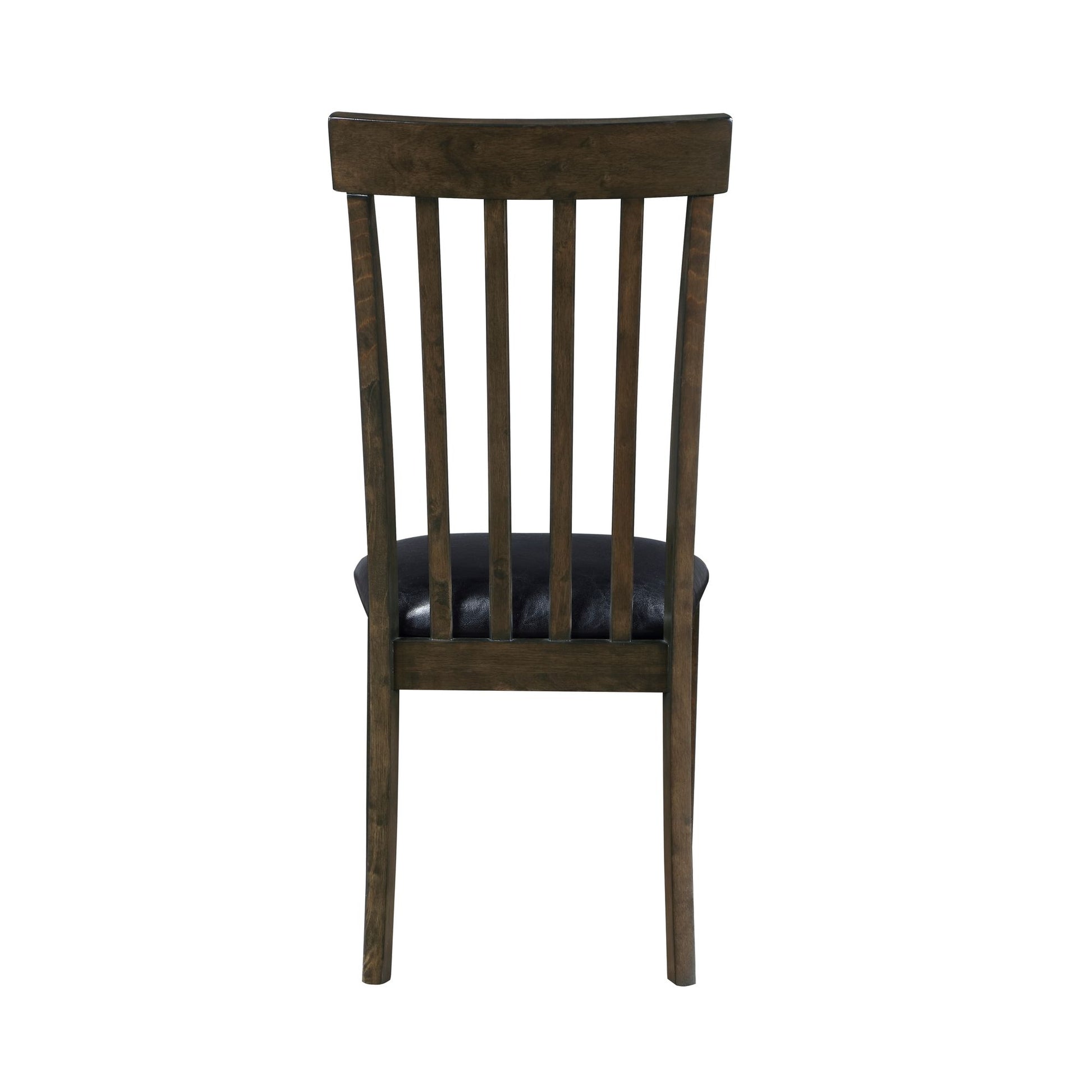 Espresso Finish Set of 2 Chairs Black Faux Leather Upholstered Seat Wooden Kitchen Dining Room Furniture image 6