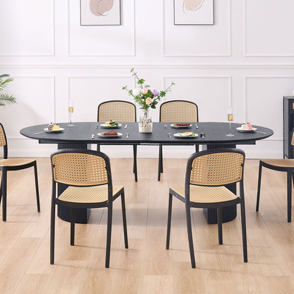 Expandable Dining Table,Solid Top Extending Table Modern Kitchen Table, Leisure Desk for Kitchen Dining Living Room Apar image 8