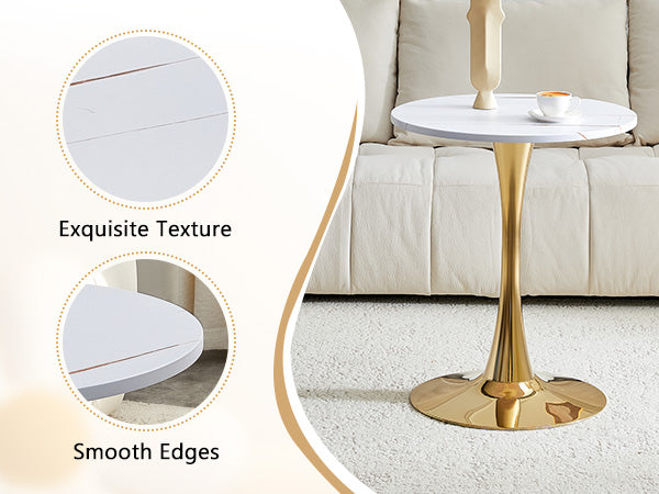 Round Dining Table, 23.6" Circle Tulip Table with Thickened Tabletop & Metal Pedestal, Mid Century Modern Bistro Table for Kitchen, Small Places, Living Room, Cafe (White) image 6