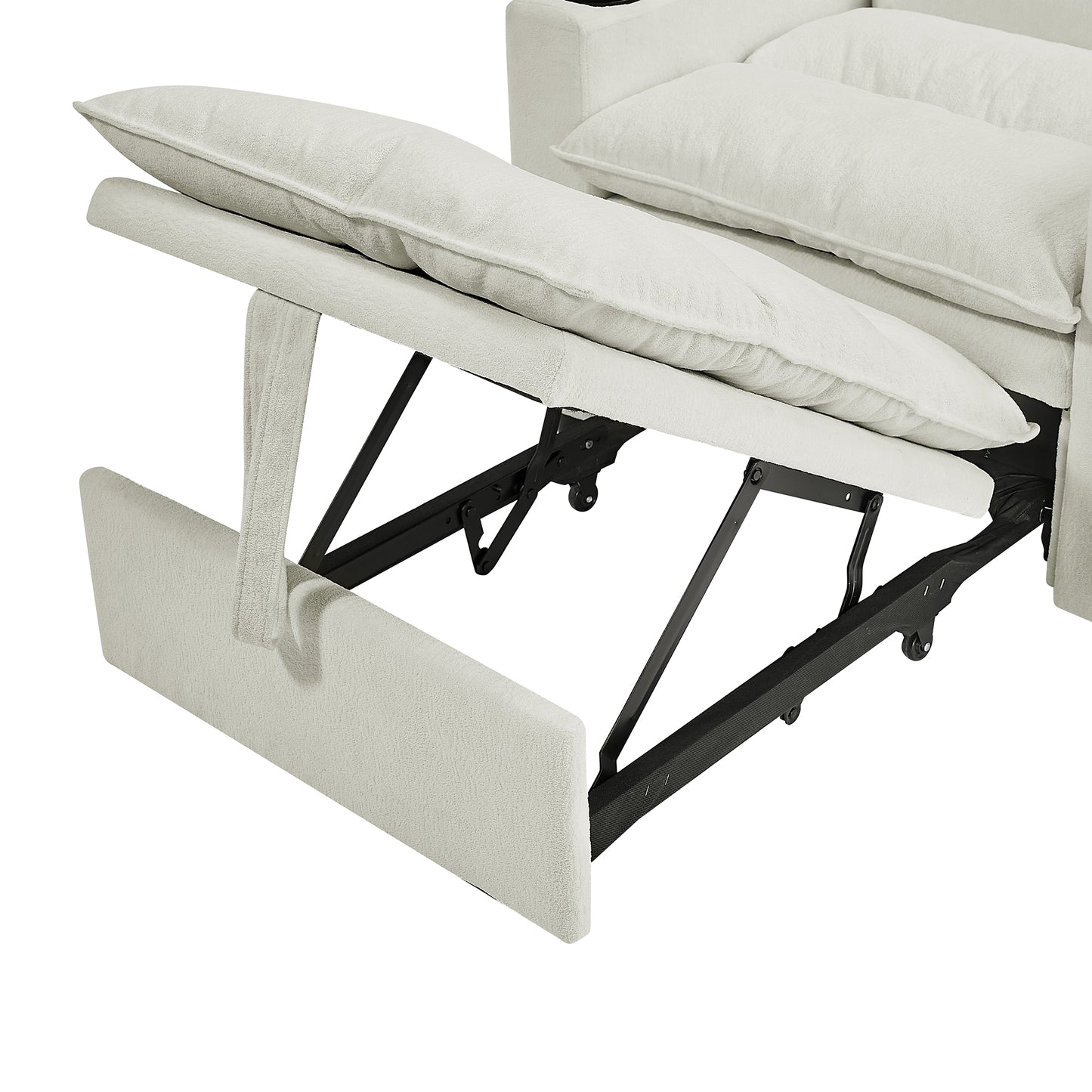 Sleeper Sofa Chair Bed, Convertible Sofa Chair 3-in-1, Adjustable Sleeper Chair Pullout Sofa Bed with Modern Velvet Fabric for Living Room Apartment Small Space, Beige image 5
