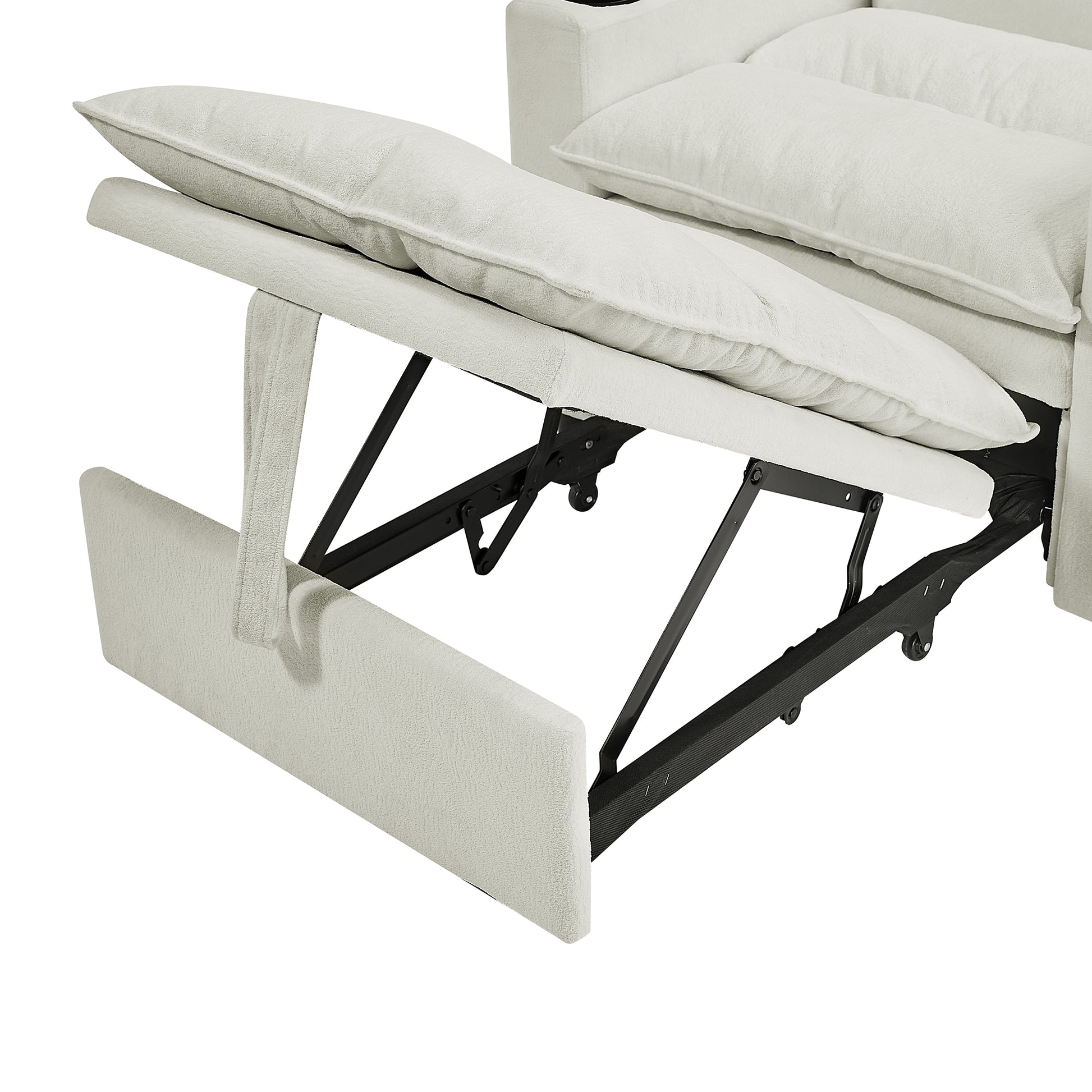 Sleeper Sofa Chair Bed, Convertible Sofa Chair 3-in-1, Adjustable Sleeper Chair Pullout Sofa Bed with Modern Velvet Fabric for Living Room Apartment Small Space, Beige image 5