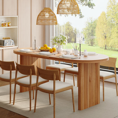 55.12"-70.87"Modern Extendable Dining Table with removable extension leaves,Mid-century modern style home table,Suitable for dining rooms, kitchens, and living rooms,Natural Walnut image 4