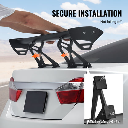 GT Wing Car Spoiler, 43.3 inch Universal Spoiler with Single Deck, Adjustable Lightweight Aluminum, Car Rear Spoiler Wing, Racing Spoiler BGW/JDM Drift Black image 8