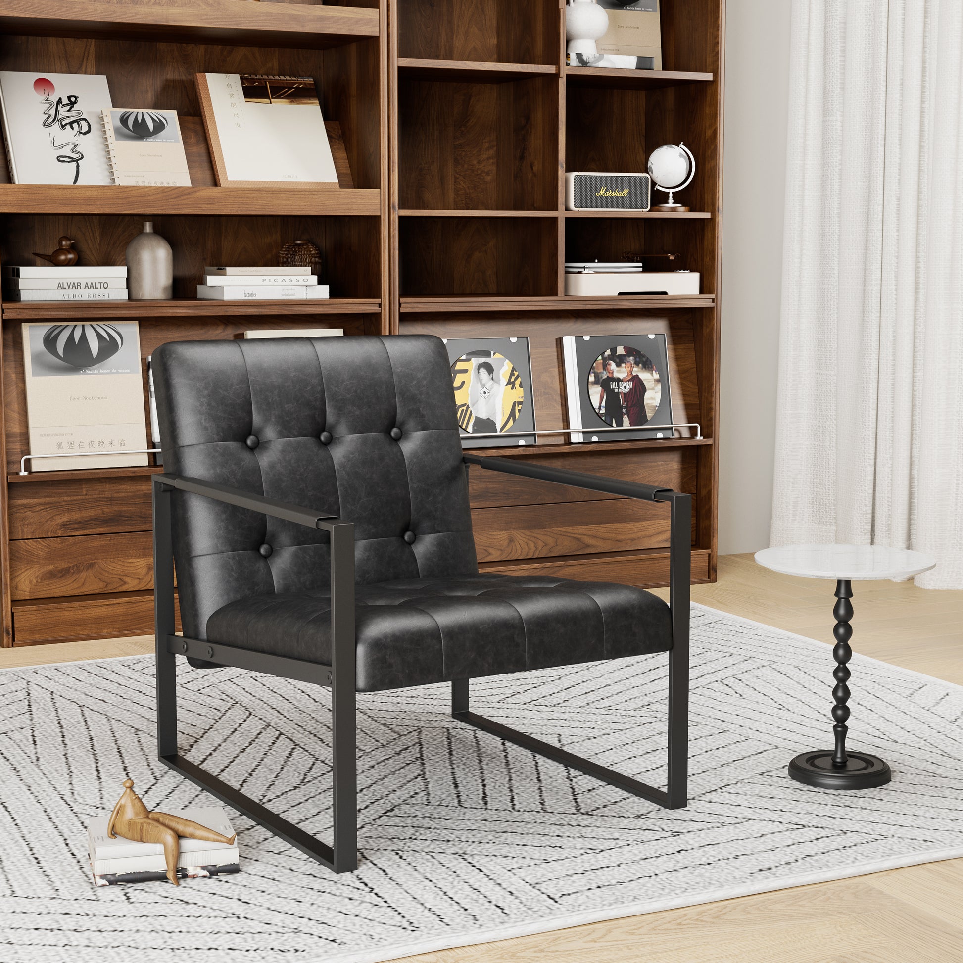 Accent Chair Modern Upholstered Accent Chair, Linen Sofa Chair for Bedroom, Living Room, Office image 3