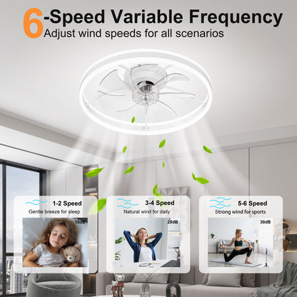 23.6 Inch Ceiling Fan with Light, Quiet DC Motor, Dimmable 3-Color Temperature 3000K-6500K, APP & Remote Control, With Timing image 6