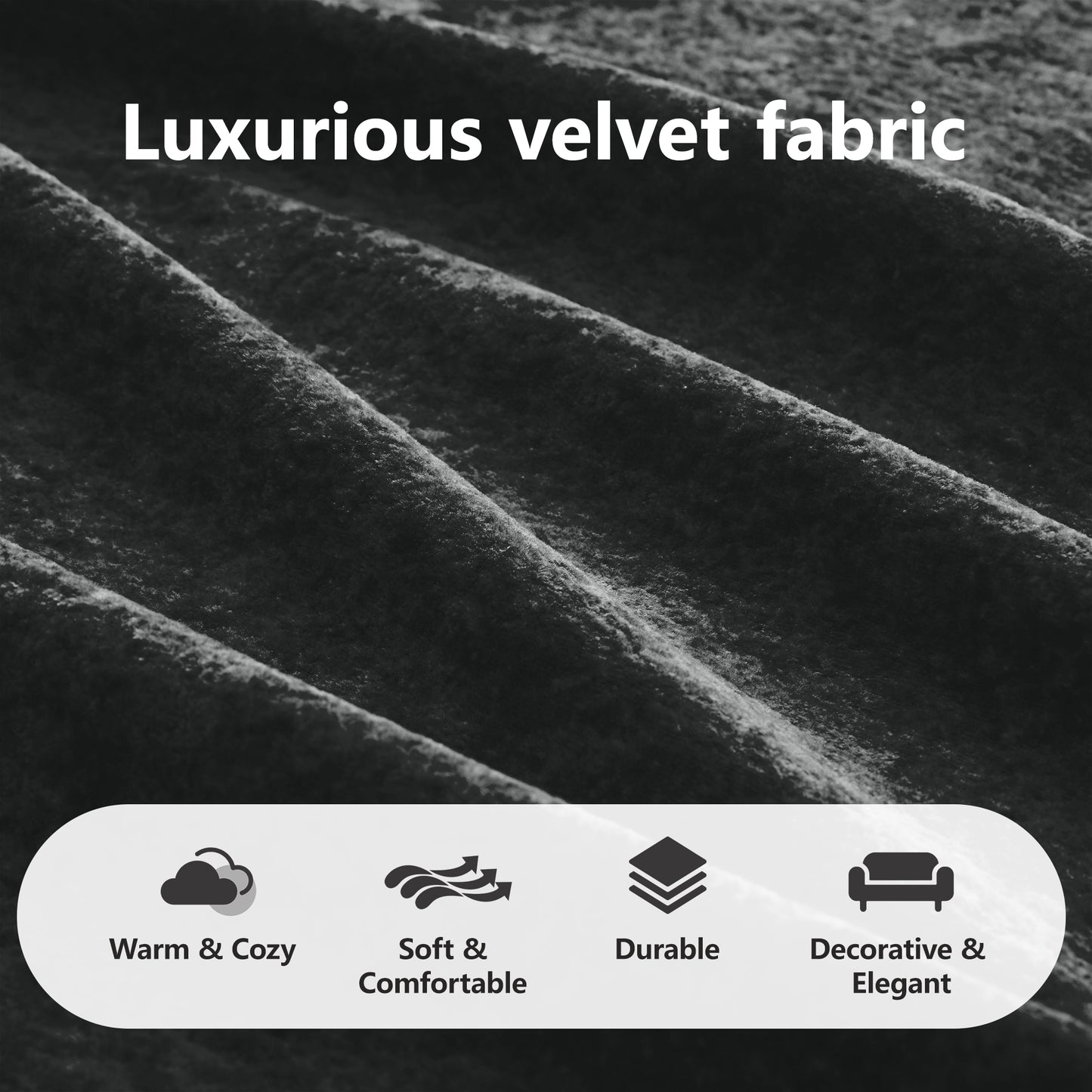 2-seater Tufted Sofa Couches With boneless Sofa,Soft Velvet Fabric,Bottom Anti-Slip Design,32D High Density Sponge,Ergonomic Design Bottom,No Assembly Required,Fits Living Rooms,Black image 8