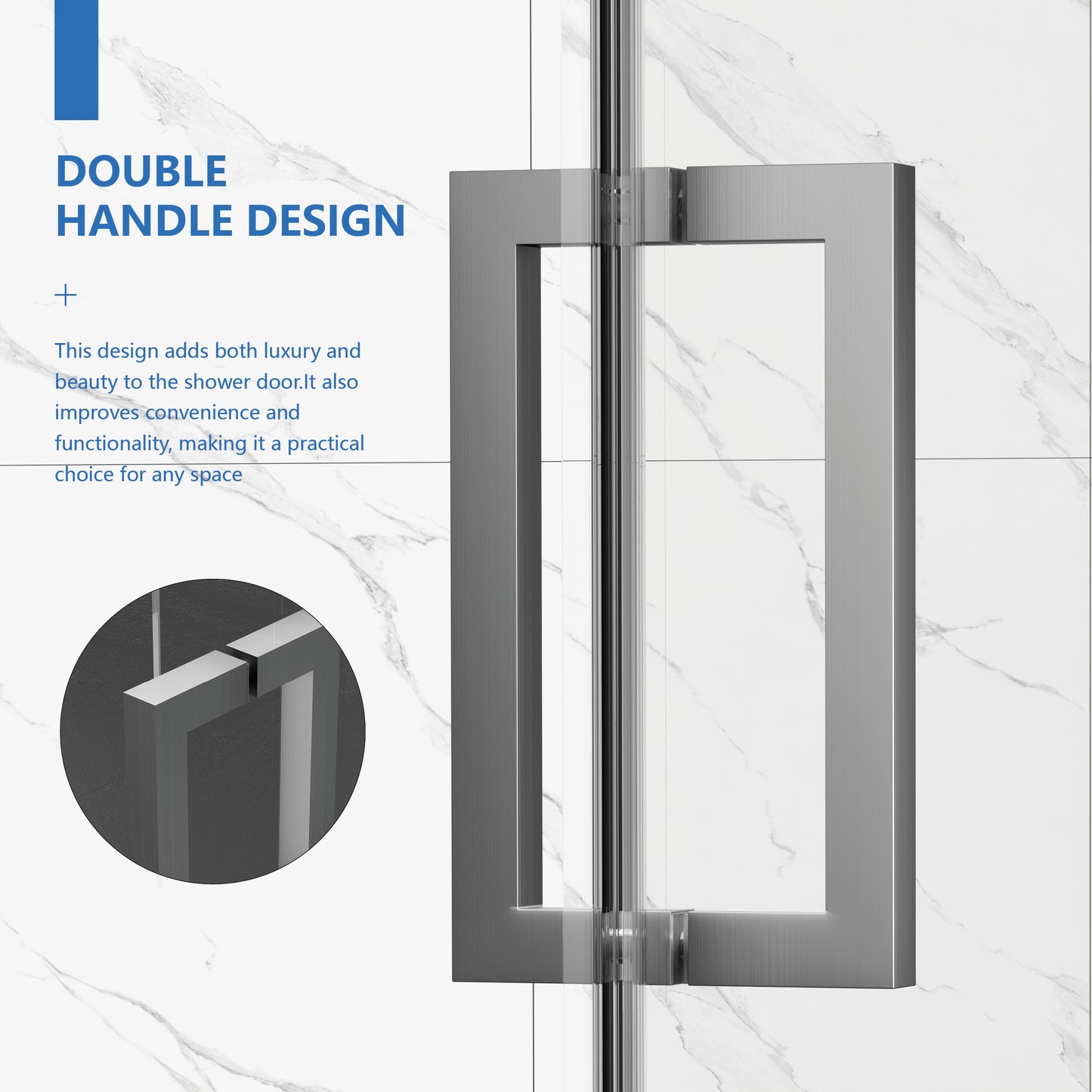 56-60" W × 72" H Frameless Sliding Shower Door,Waterproof Glass Shower Door with Upper Soft Closing System, 5/16" (8mm) Tempered Glass,Double Side Easy Clean Coat,Brushed Nickel image 8