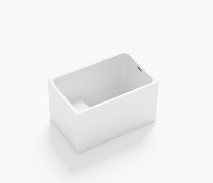 47" Acrylic Freestanding Bathtub with seat: Spacious rectangle Shape, Gloss White Finish, Chrome Overflow & Pop-Up Drain CUPC Certificate image 10