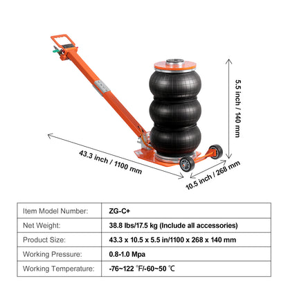 Air Jack 3 Ton/6600 lbs Pneumatic Jack with Heightened Column for Sedan image 4