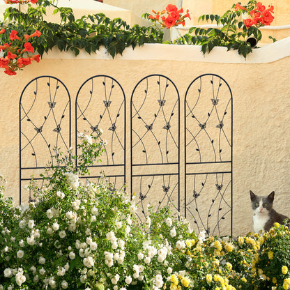 4 Pack Metal Garden Trellis 71" x 19.7" Rustproof Trellis for Climbing Plants Outdoor Flower Support Butterfly Deco Black image 1