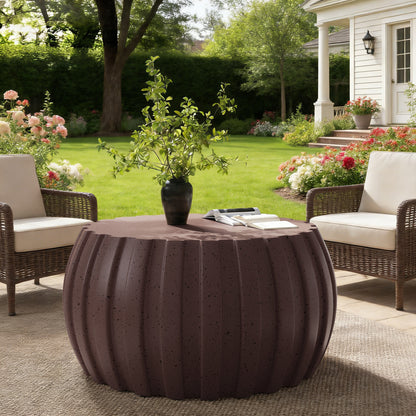 35.43" Modern Waterproof Coffee Table, Durable MgO Cement Design,Indoor & outdoor compatible(Brown) image 10