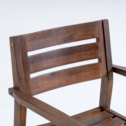 STAMFORD Dining Chairs Set of 2,Acacia Wood Patio Armchair,for Backyard, Poolside, Garden,Dark Brown image 8