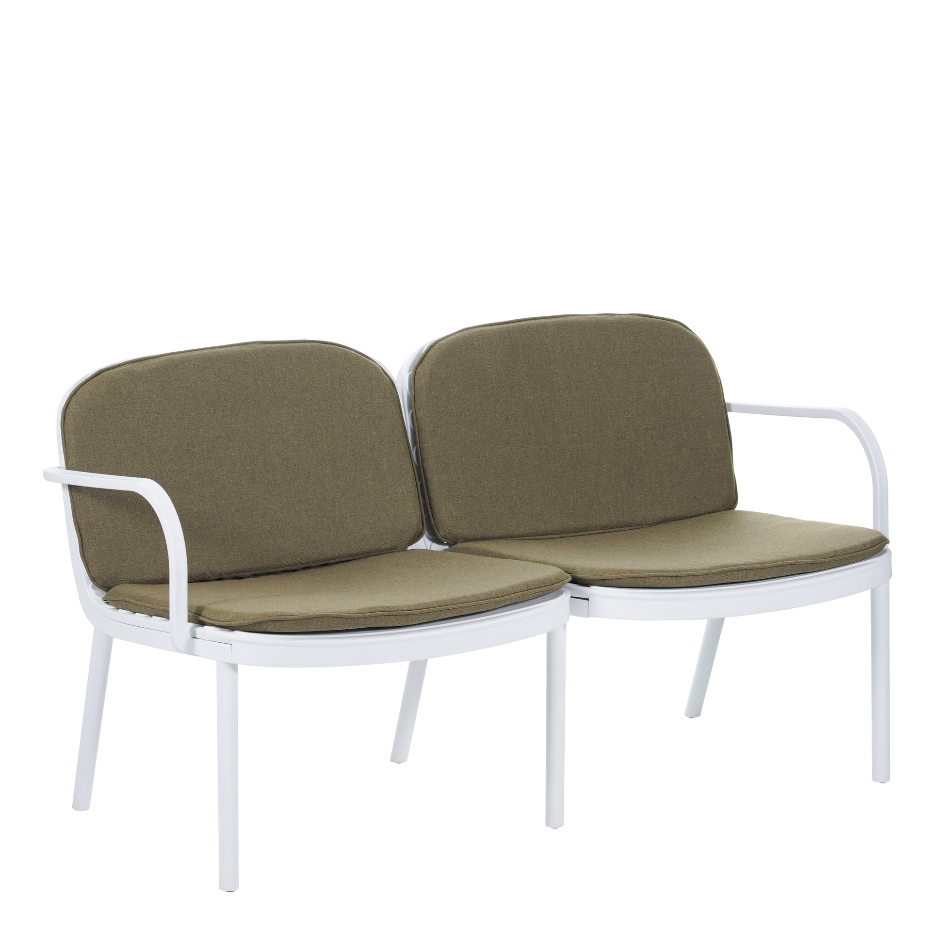 Luna Outdoor Patio PP Loveseat, White Frame with Green Cushion image 5
