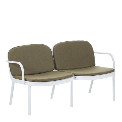 Luna Outdoor Patio PP Loveseat, White Frame with Green Cushion image 5