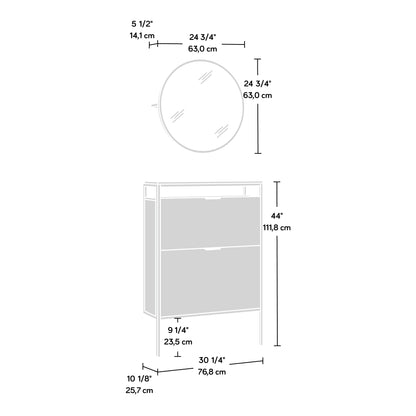 Wall-mounted Shoe Cabinet with Mirror, Brown finish image 9