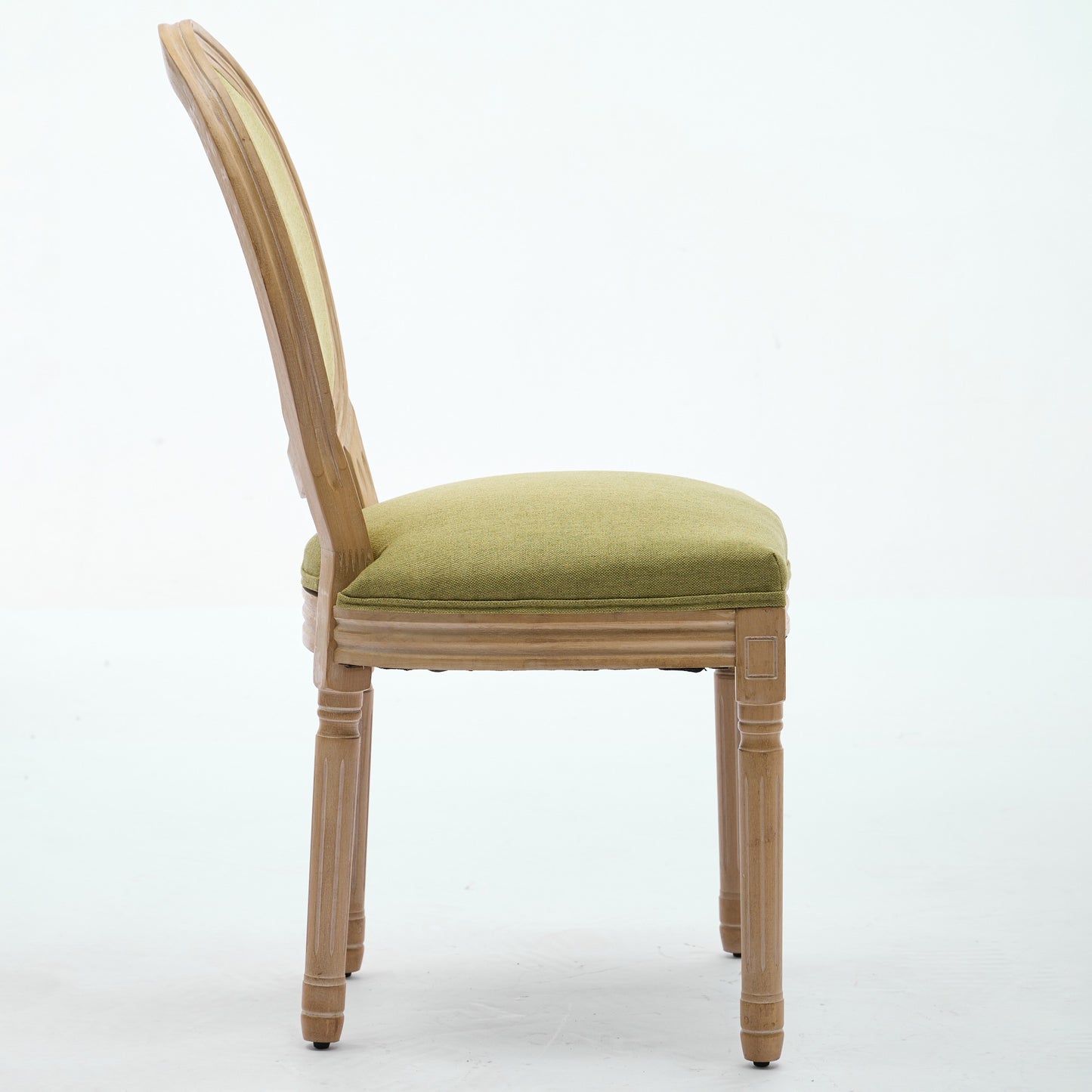 A&A Furniture,French Style Solid Wood Frame Antique Painting Linen Fabric Back Dining Chair,Set of 2,SW1845OL,Olive Green image 5