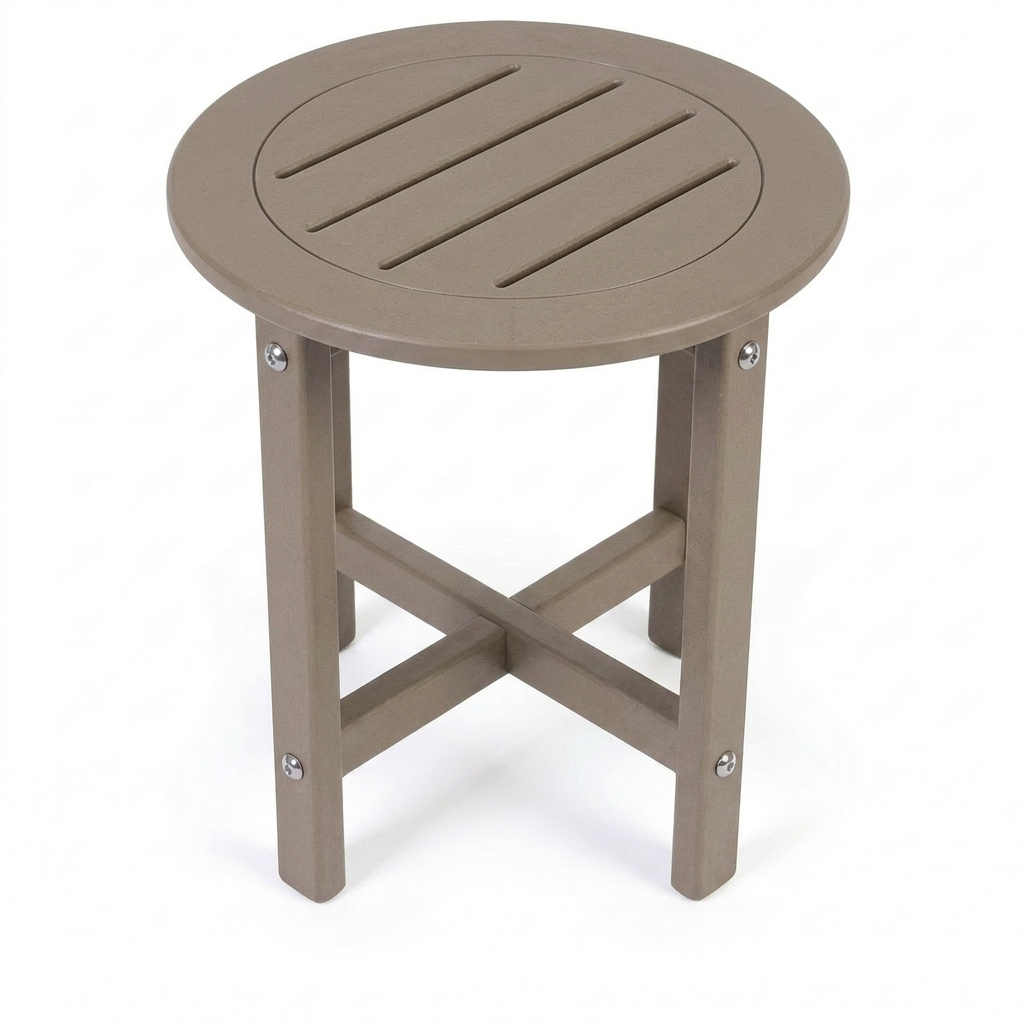 Antique Brown HDPE Outdoor Side Table, Small All-Weather Patio End Table, 15.94 in. L x 15.94 in. W x 17.71 in. H image 11