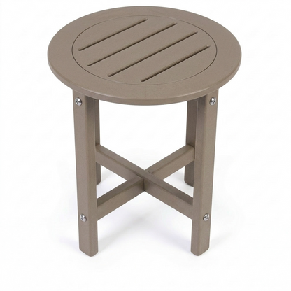 Antique Brown HDPE Outdoor Side Table, Small All-Weather Patio End Table, 15.94 in. L x 15.94 in. W x 17.71 in. H image 11