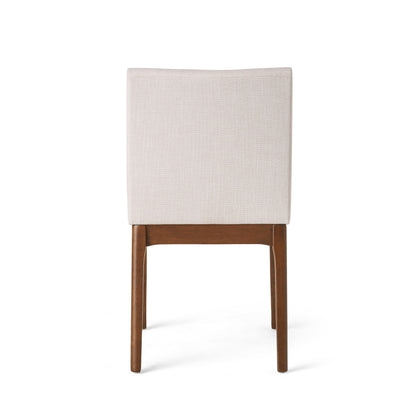 Set of 2 Contemporary Dining Chairs - Upholstered Seat and Backrest, Rubberwood Legs, Walnut + Light Beige (same sku: 58924.00WNT / N759P288155K) image 10