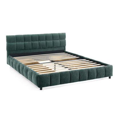 Queen Size Upholstered Bed,comfortable upholstered bed frame, Chenille fabric, with headboard and solid bed frame. With drawer for storage.-green(88.5''*68.5''*31'') image 10