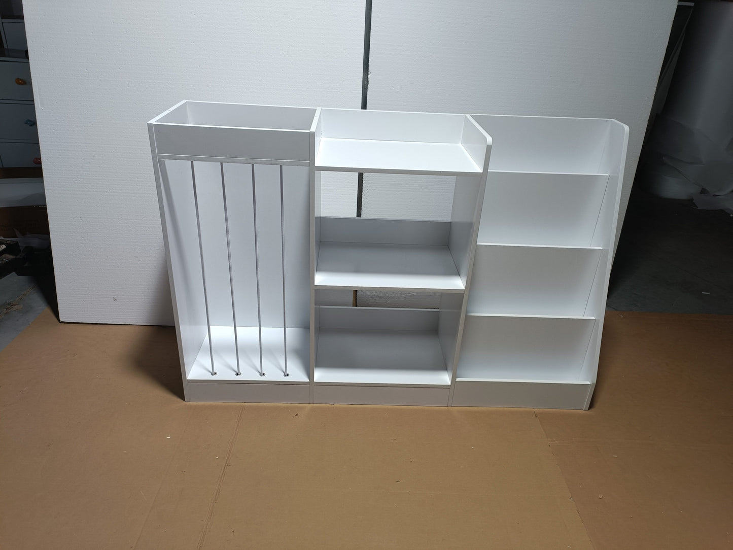 Kids Bookshelf and Toy Storage, 3-Tier Book Shelf for Kids Rooms, Sling Baby Bookcase with Stuffed Animal Storage, Toddler Montessori Bookshelf for Nursery, Playroom, Kindergarten, White image 7