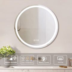 24 in. White Framed Dimmable Anti-Fog LED Bathroom Vanity Mirror