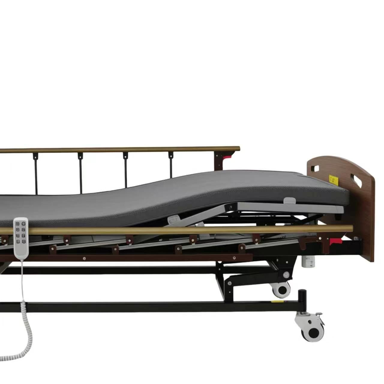 Electric Hospital Bed for Home Care, 4-Function Medical Bed with 6" Washable Mattress & 6-Piece ABS Bed Board, Foldable Aluminum Side Rails, Overbed Table, IV Pole, 450 lbs Capacity image 9