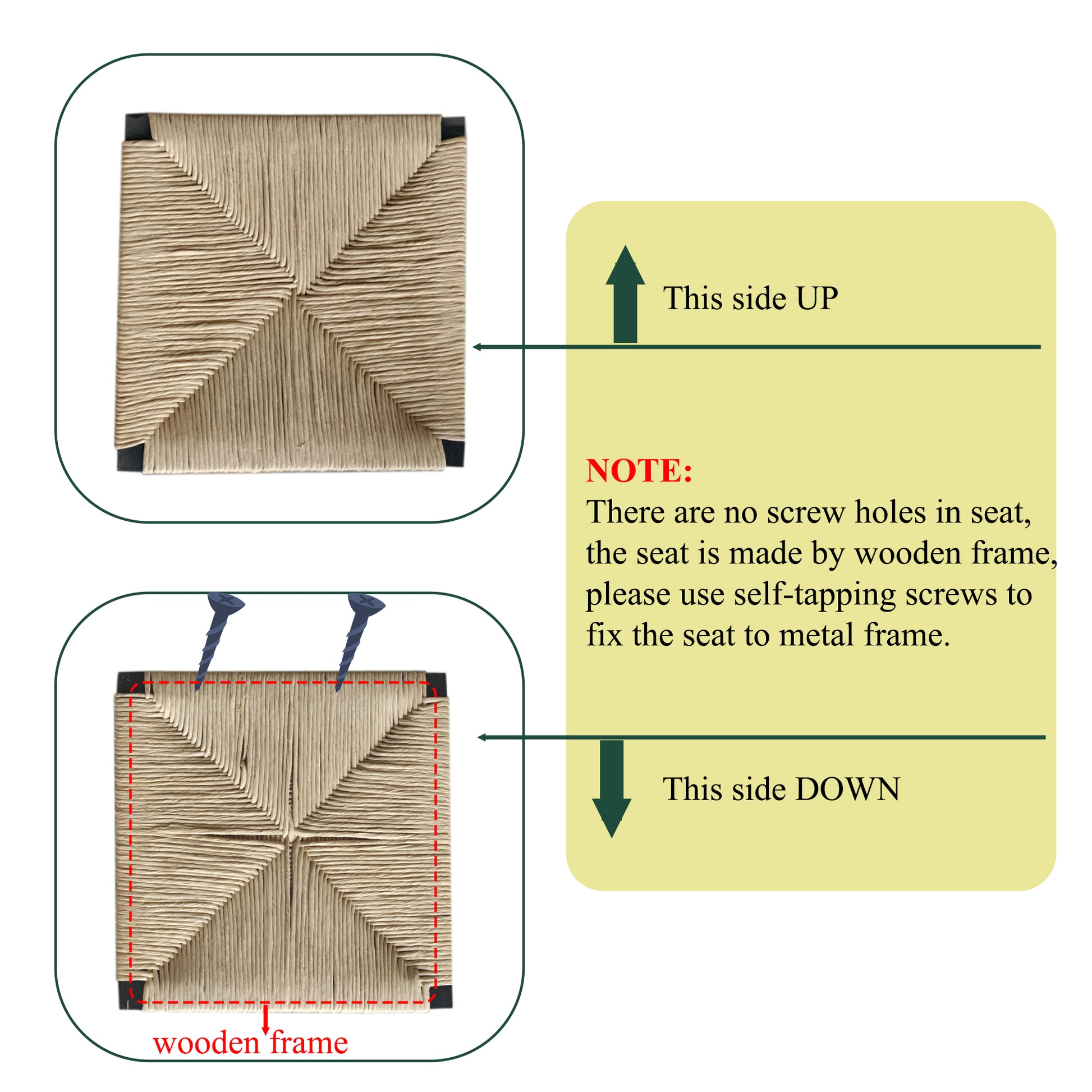 Honey Bar Stools Set of 2 Paper Rope Weave Dining Chairs with Back Hand Weave Stools for Kichen Island, Bar & Counter (Honey) image 6