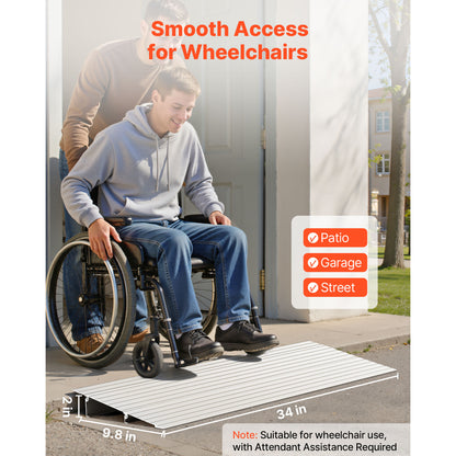 Door Threshold Ramp, 2 inch Rise, Aluminum Alloy Threshold Ramp Rated 800 lbs Load Capacity, Handicap Ramps for Home Steps for Wheelchair, Scooters, Power Chairs, Walkers, Bicycle, Tricycle image 5