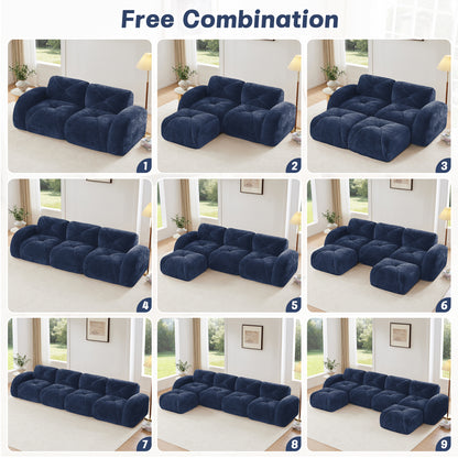 2-seater Tufted Sofa Couches With boneless Sofa,Soft Velvet Fabric,Bottom Anti-Slip Design,32D High Density Sponge,Ergonomic Design Bottom,No Assembly Required,Fits Living Rooms,Blue image 7