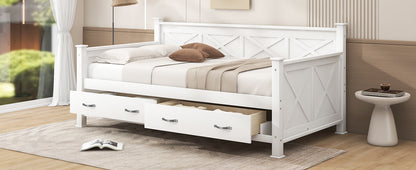 Twin Size Wooden Modern and Rustic Casual Style Daybed, Cream White image 7