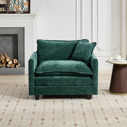 Cloud Sofa one Seat (Armrests are not included), Modern Sectional Couch, for Living Room Bedroom and Apartment, Comfy Double Layer Upholstered Seat Cushion, Breathable Chenille Fabric, Green image 4