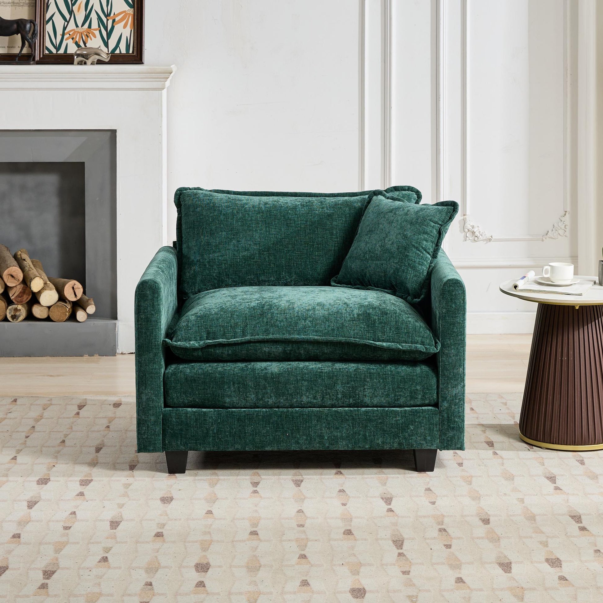 Cloud Sofa one Seat (Armrests are not included), Modern Sectional Couch, for Living Room Bedroom and Apartment, Comfy Double Layer Upholstered Seat Cushion, Breathable Chenille Fabric, Green image 4