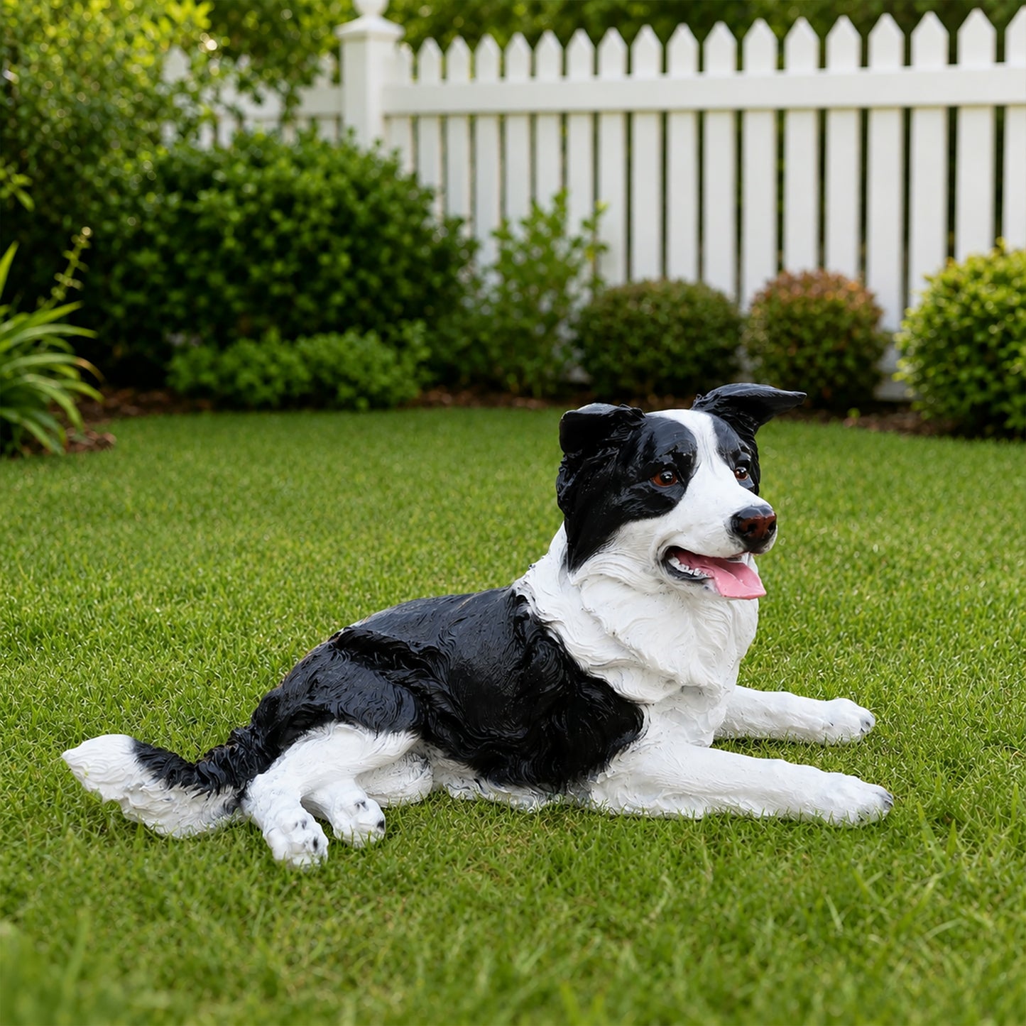 Outdoor Garden Border Collie Dog Statue Greeter Garden Decor – Cute Puppy Sculpture for Yard Porch New Year Gift image 1