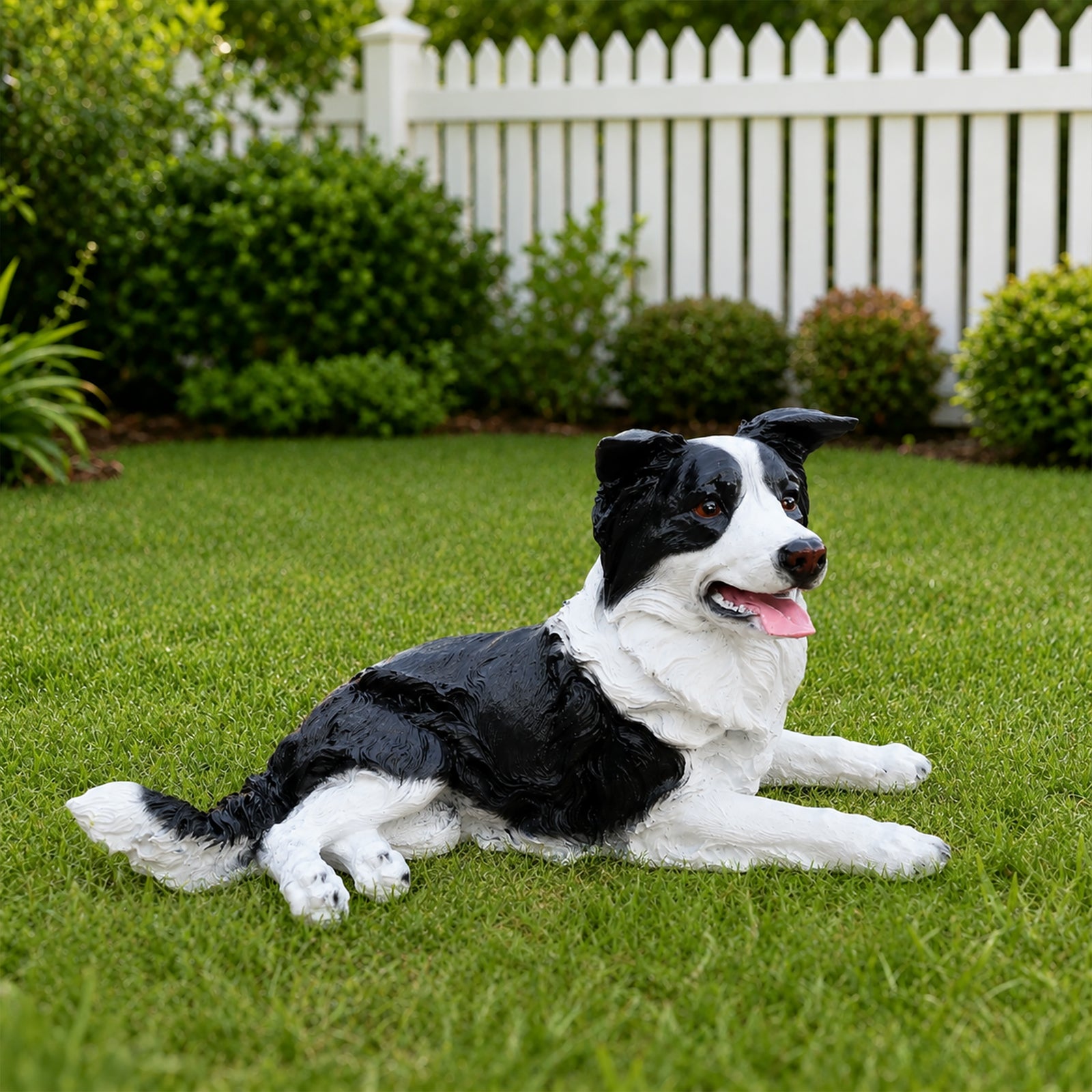 Outdoor Garden Border Collie Dog Statue Greeter Garden Decor – Cute Puppy Sculpture for Yard Porch New Year Gift image 1