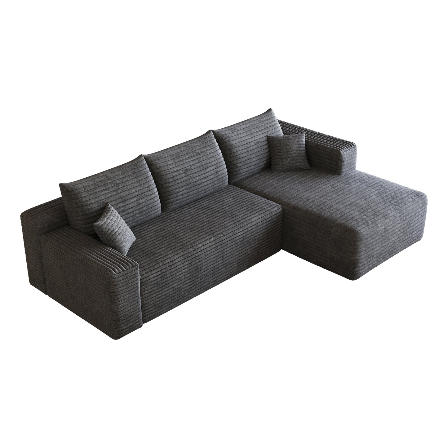 95" Cloud Sectional Sofa,Modern Minimalist Upholstered Couches, Comfort U Shaped Sofa for Living Room,Deep Seat Corner Couch,No Assembly Required,Dark Grey((Plush Corduroy Fabric) image 10