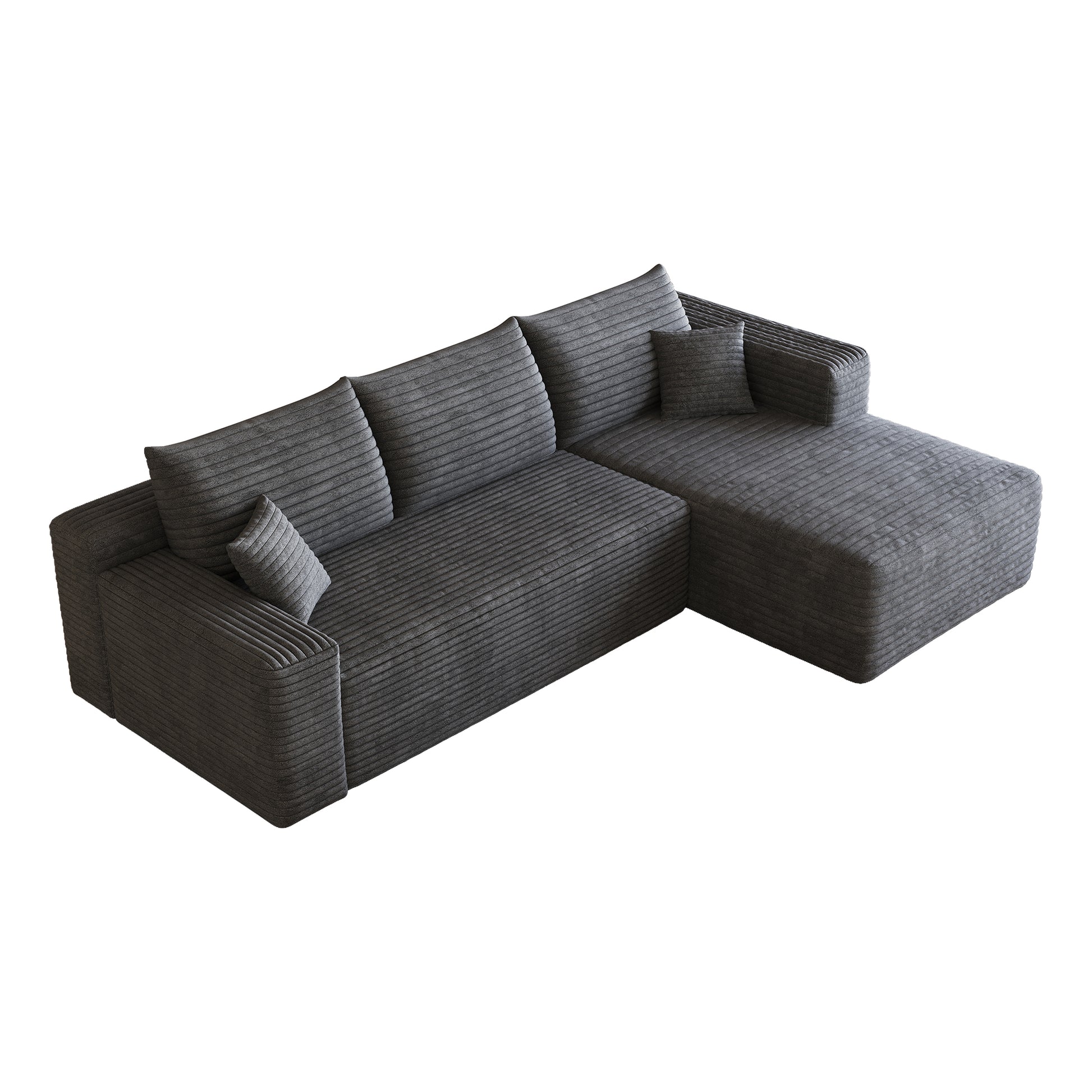 95" Cloud Sectional Sofa,Modern Minimalist Upholstered Couches, Comfort U Shaped Sofa for Living Room,Deep Seat Corner Couch,No Assembly Required,Dark Grey((Plush Corduroy Fabric) image 10