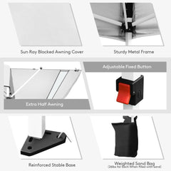 17 x 10 Feet Foldable Pop Up Canopy with Adjustable Dual Awnings