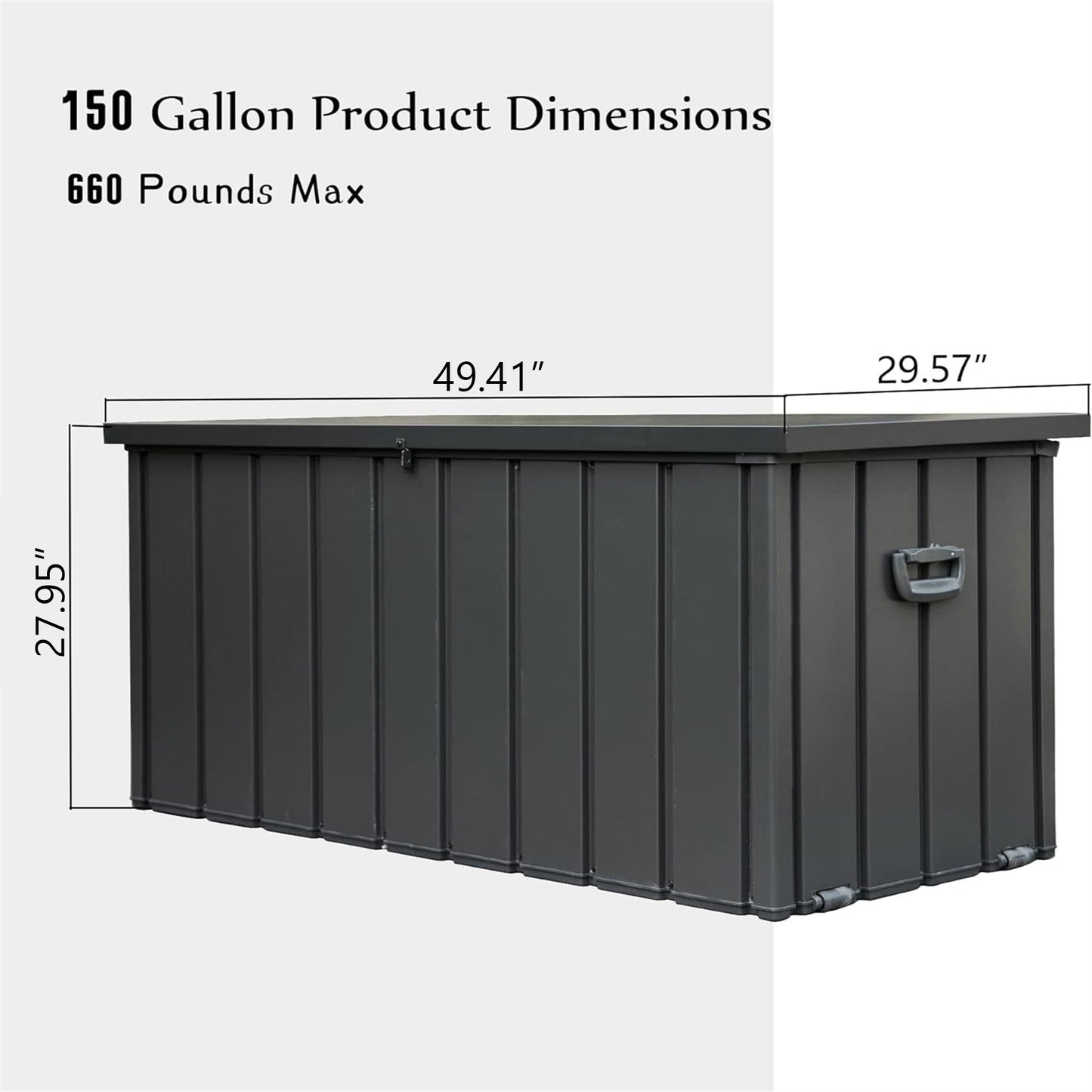 150 Gallon Outdoor Storage Deck Box Waterproof, Large Patio Storage Bin for Outside Cushions, Throw Pillows, Garden Tools, Lockable (Dark Gray) image 8