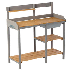 Folding Potting Bench - Solid Wood Garden Workbench for Horticulture