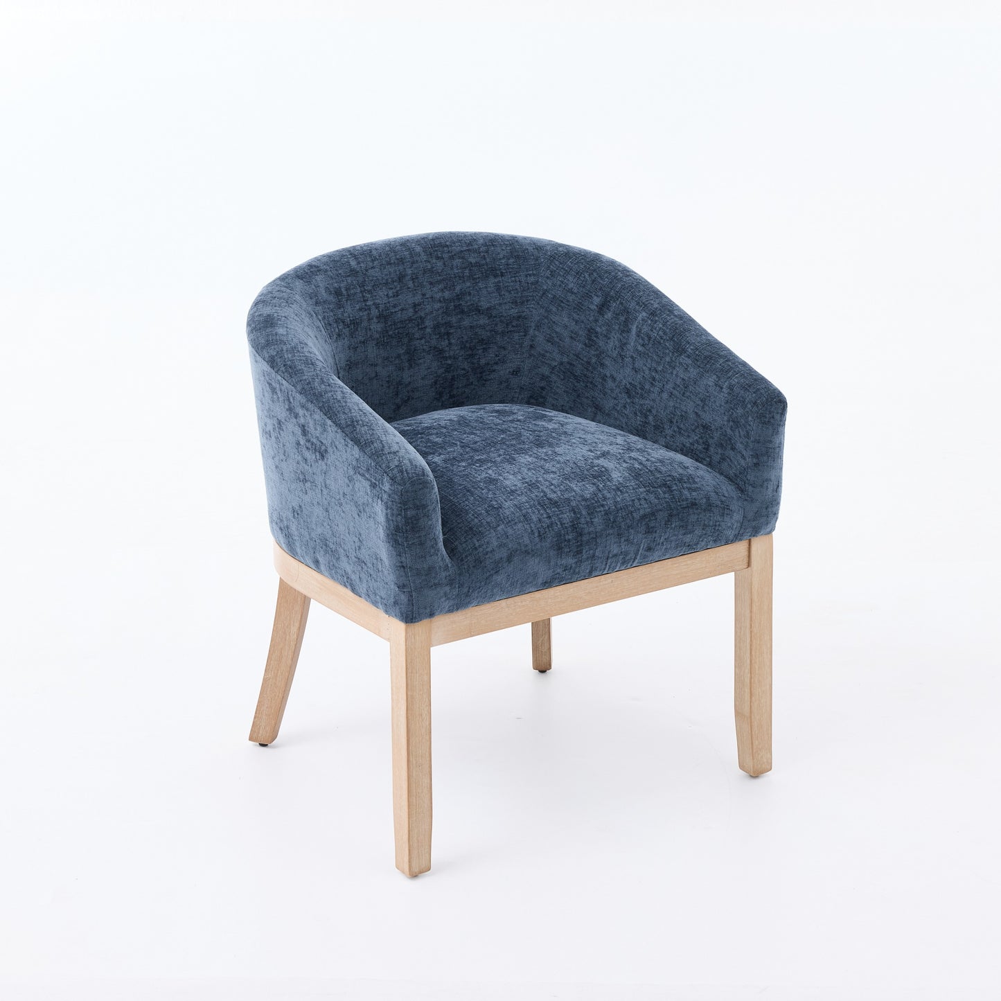 Mid Century Modern Upholstered Barrel Dining Chairs with Arms,Farmhouse Chenille Kitchen & Dining Room Chairs with Natural Hardwood Frame, 19" W Accent Chairs for Living Room,Single Pack,Blue,SW1891BL image 4
