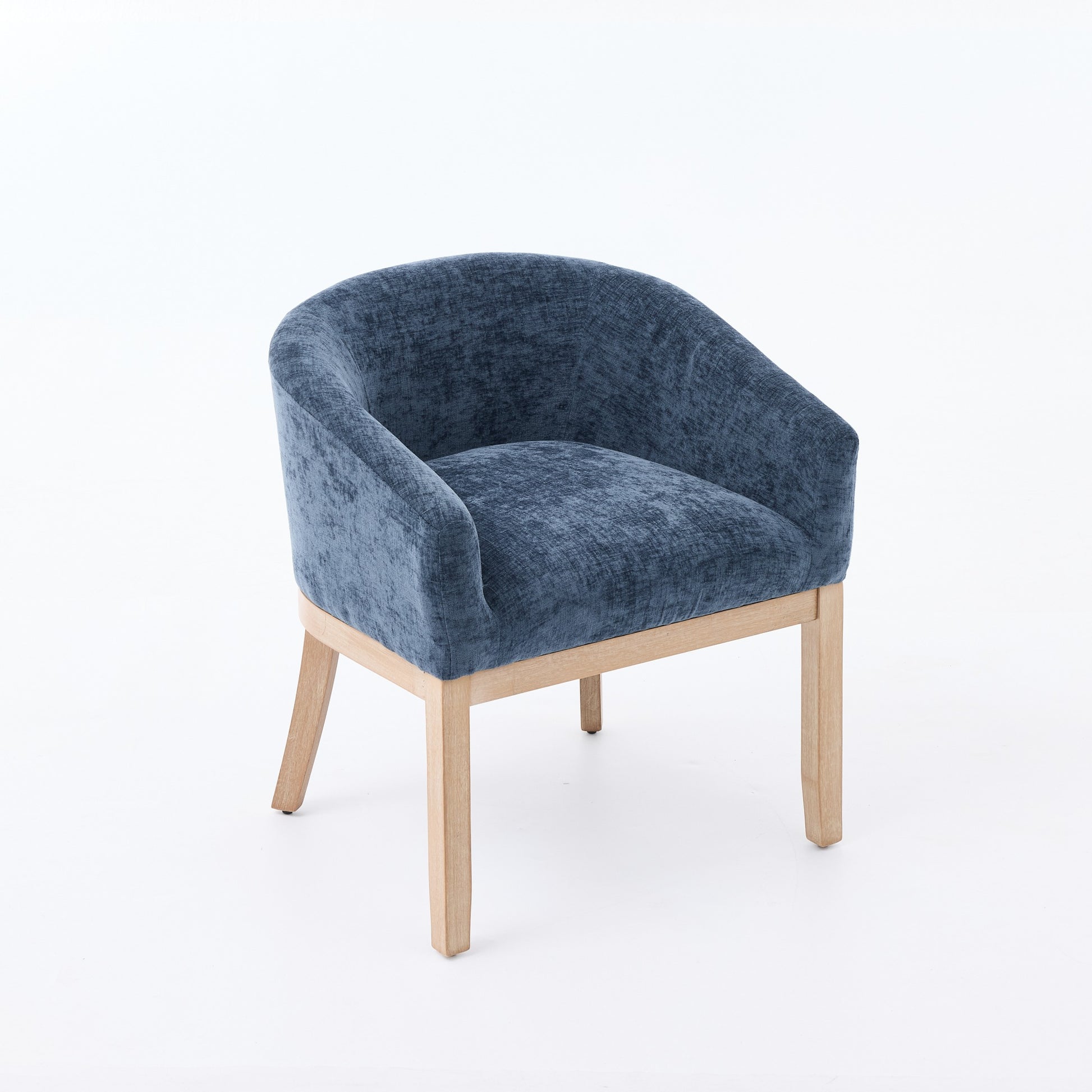Mid Century Modern Upholstered Barrel Dining Chairs with Arms,Farmhouse Chenille Kitchen & Dining Room Chairs with Natural Hardwood Frame, 19" W Accent Chairs for Living Room,Single Pack,Blue,SW1891BL image 4