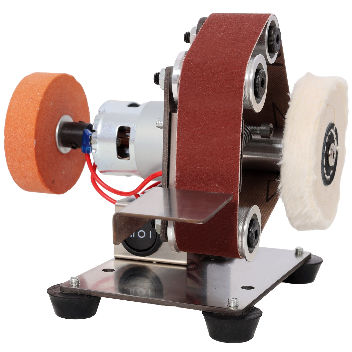 Mini Electric Belt-Sander Knife-Sharpener Sanding Machine 96W, Small Bench Grinder Kit 7 Speed Adjustable Power Polisher DIY Polishing Grinding Tool, Handcraft Jewelry image 4