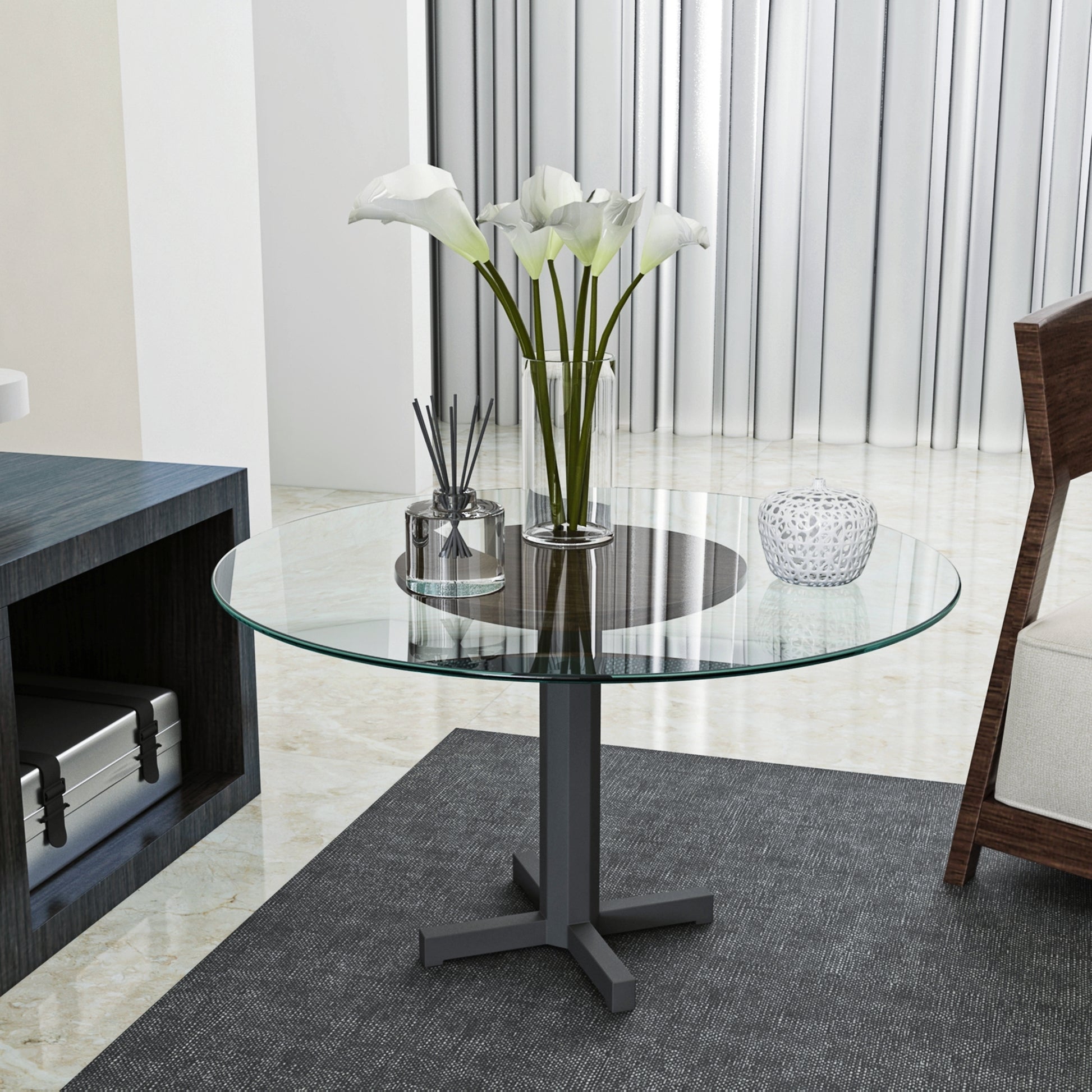 24" Inch Round Tempered Glass Table Top Clear Glass 1/4" Inch Thick Round Polished Edge (Old Sku:W126560368) image 2