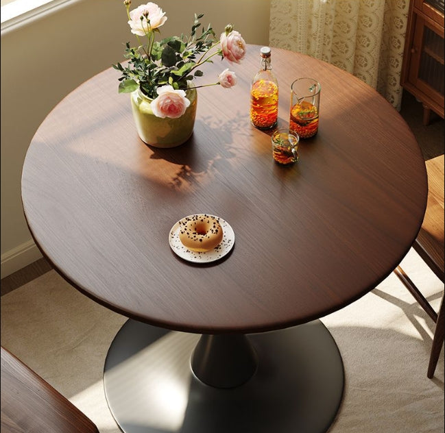 Walnut Round Table, Modern Dining Table, Dining Table, MDF Top and Steel Base Tulip Round Kitchen Table, Kitchen Table, Mid Century Coffee Table for Living Room 24 Inch, Oval Dining Table image 11