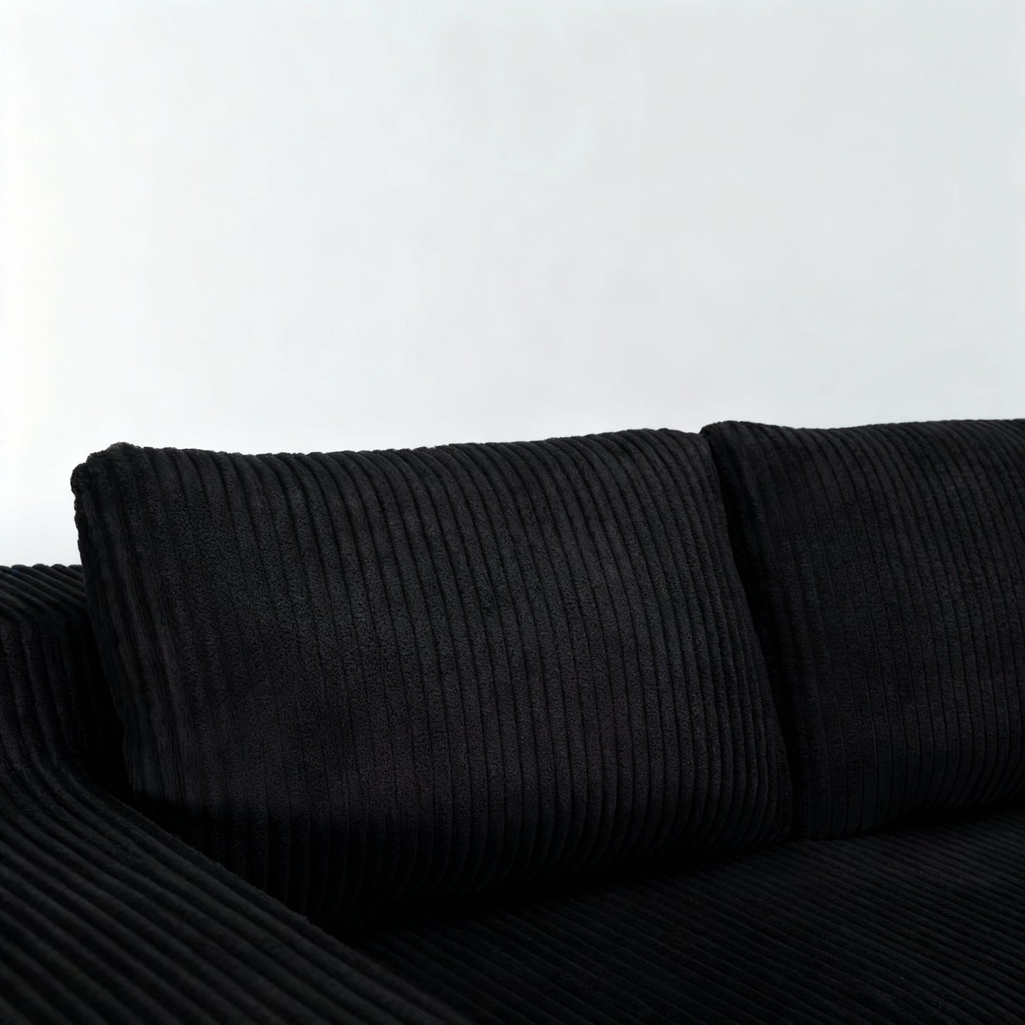 Corduroy Modular L Shaped Sectional Sofa,Luxury Floor Couch Set,Upholstered Indoor Furniture,Foam-Filled Compressed Sofa for Living Room,Bedroom,BLACK image 5