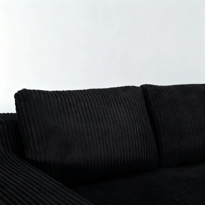 Corduroy Modular L Shaped Sectional Sofa,Luxury Floor Couch Set,Upholstered Indoor Furniture,Foam-Filled Compressed Sofa for Living Room,Bedroom,BLACK image 5