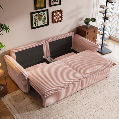 This is a multi-functional sofa with a 85-inch convertible sofa bed. It is in a two-in-one design, suitable for both sitting and lying. It is made of plush fabric and is suitable for both living rooms image 7