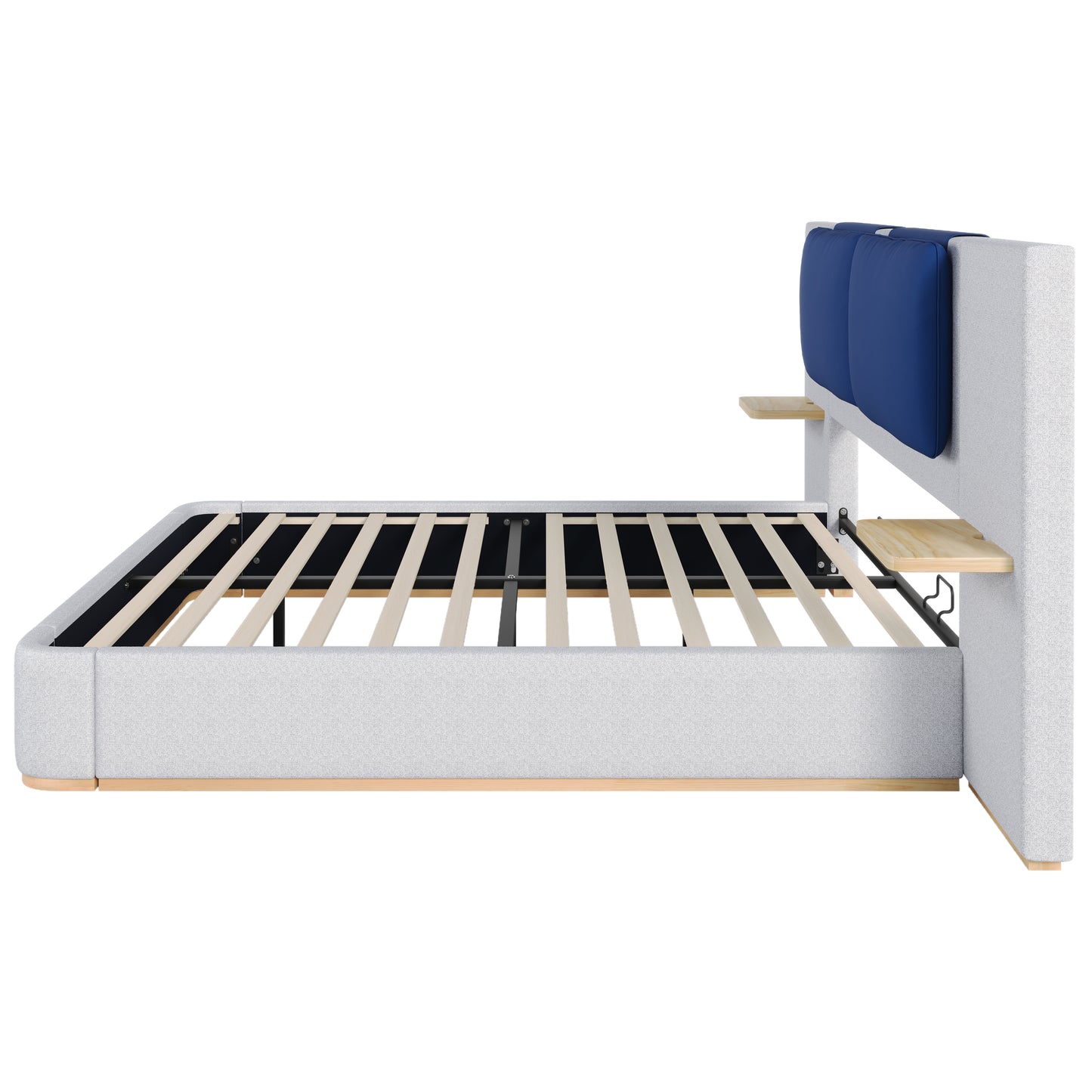 Queen Size Upholstered Platform Bed with Panel, Platform Bed Frame with Anti-Collision Soft Rounded Corners, Stable and Solid, No Box Spring Needed, Easy Assembly, Grey image 10