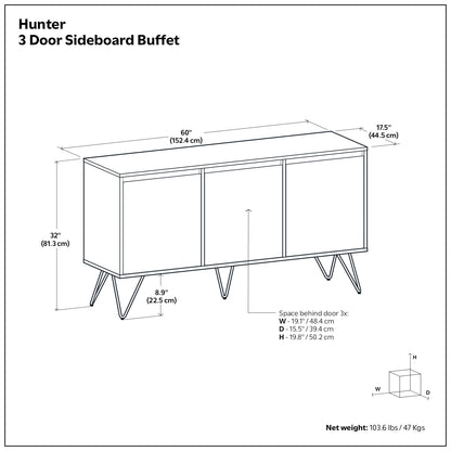 Hunter 3 Door Sideboard Buffet image 7